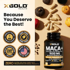 X Gold Health bote abierto con cápsulas que indica suministro para uso prolongado