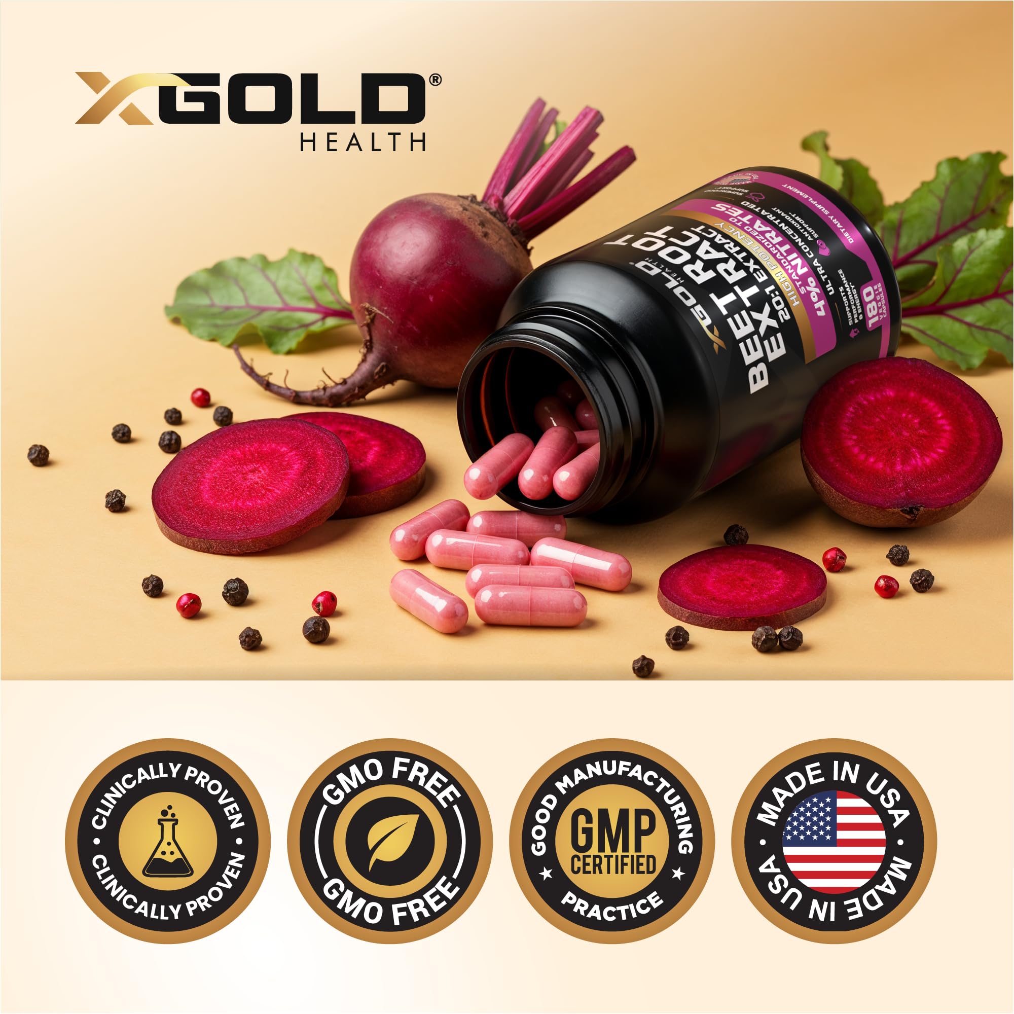 X Gold Health comparación de tamaño de cápsula indicando dosificación