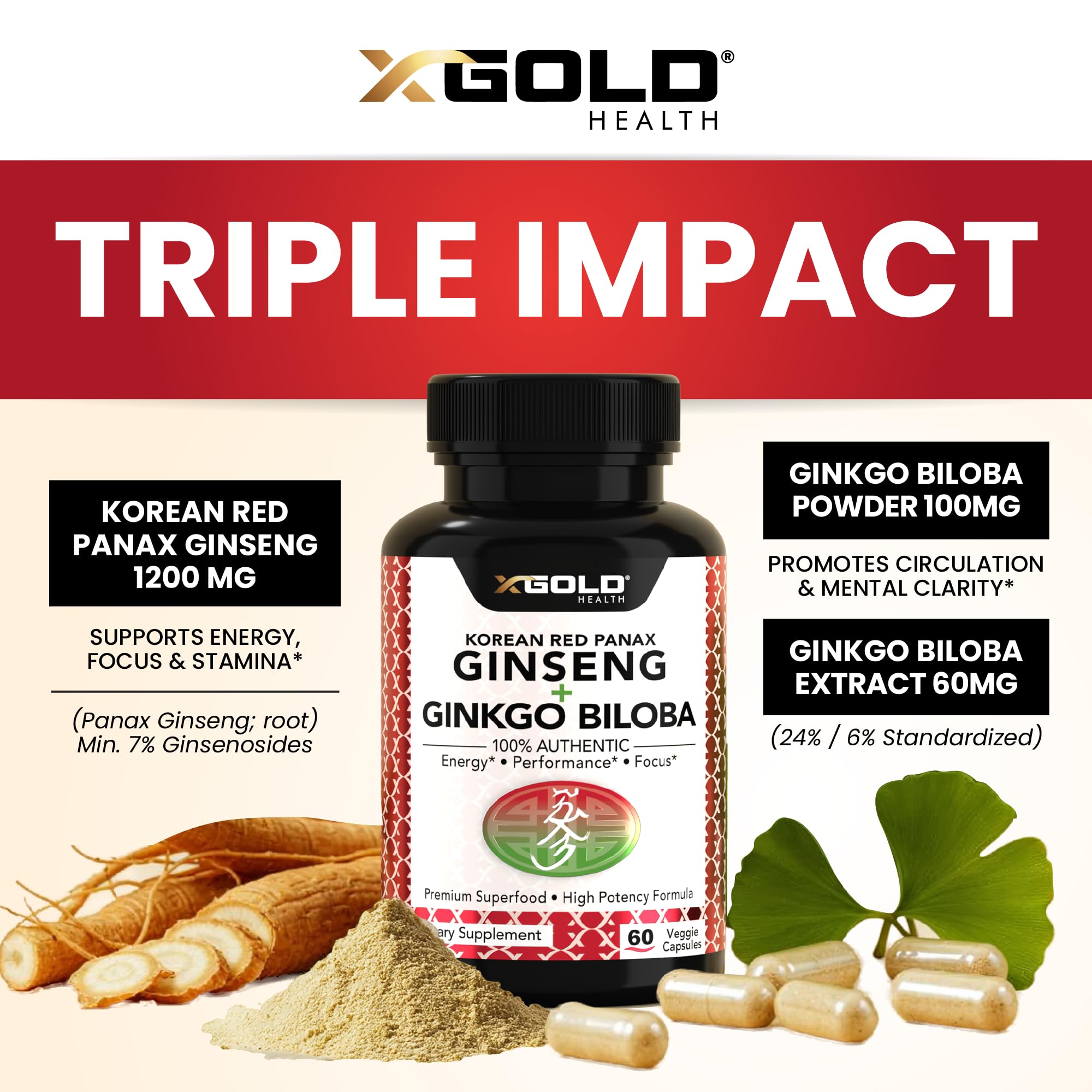 X Gold Health etiqueta con ingredientes estandarizados y calidad