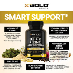 Frasco abierto con cápsulas X Gold Health listo para uso diario y organización práctica