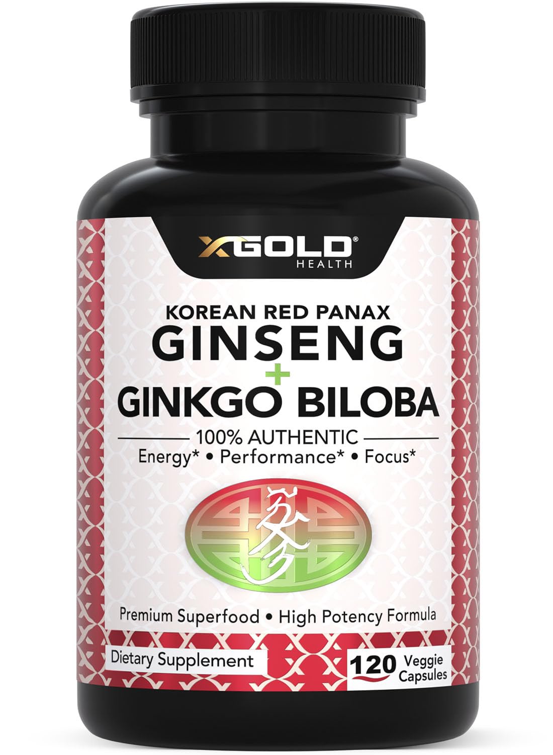 X Gold Health botella frontal mostrando etiqueta y beneficio de energía