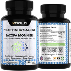 Ingredientes clave X Gold Health lecitina de girasol y Bacopa monnieri resaltados