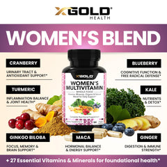 X Gold Health ingredientes orgánicos como kale y arándano antioxidantes
