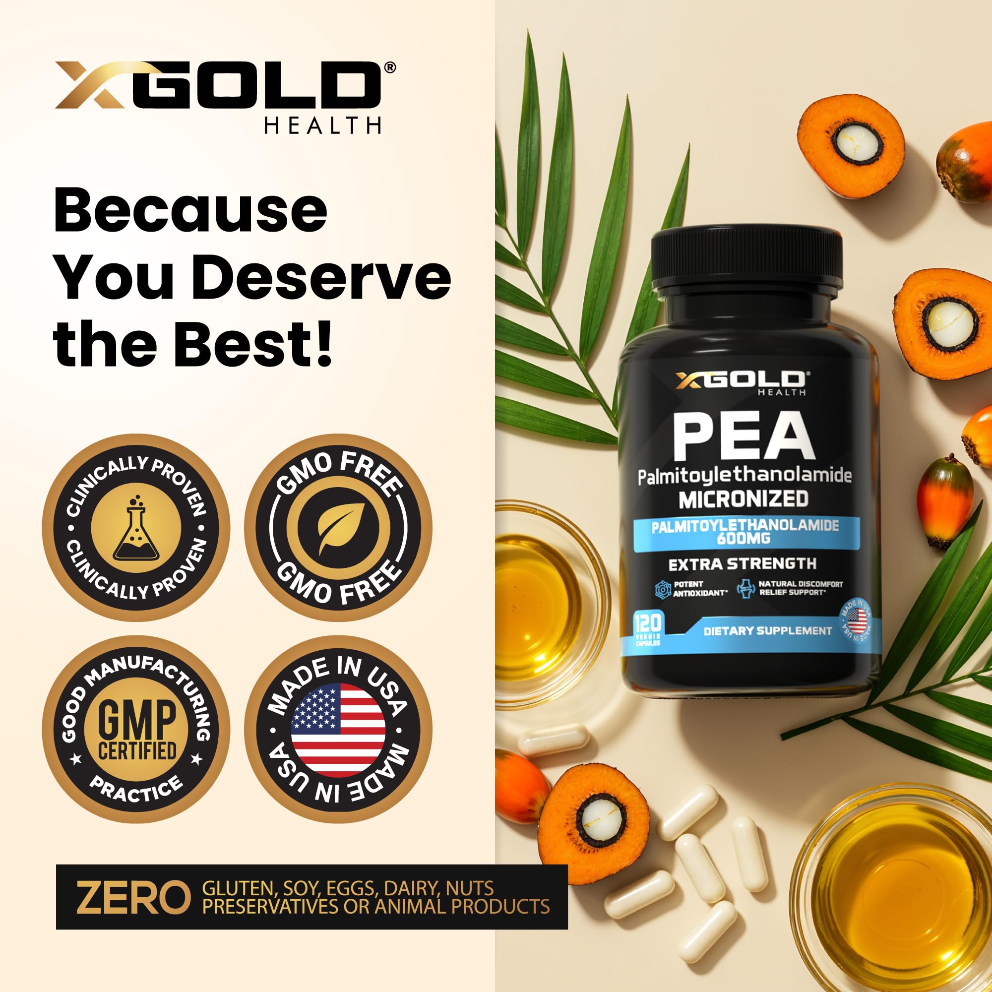 X Gold Health: cápsulas sobre plato blanco, fácil incorporación diaria
