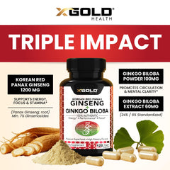 X Gold Health polvo de ginseng detalle que sugiere pureza y potencia