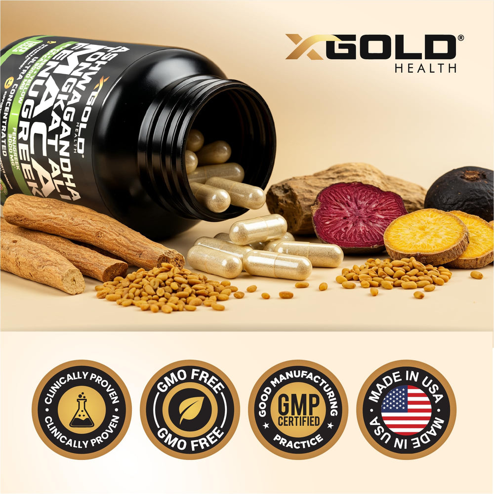 X Gold Health suplemento mezclado en batido para energía matutina