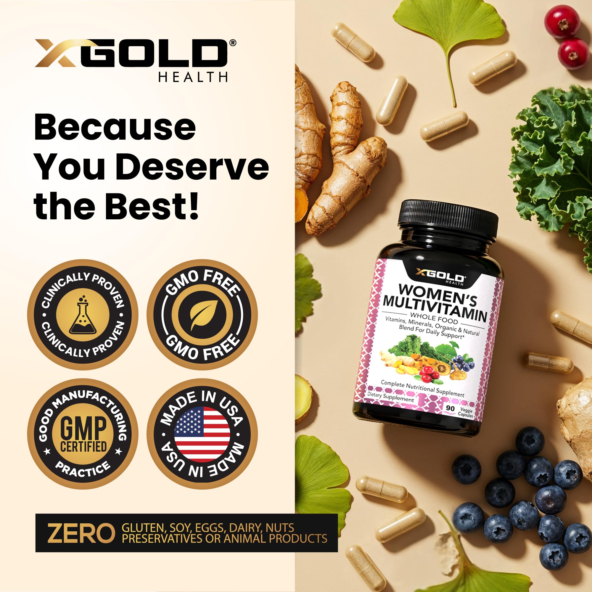 X Gold Health multivitamínico junto a desayuno para uso diario