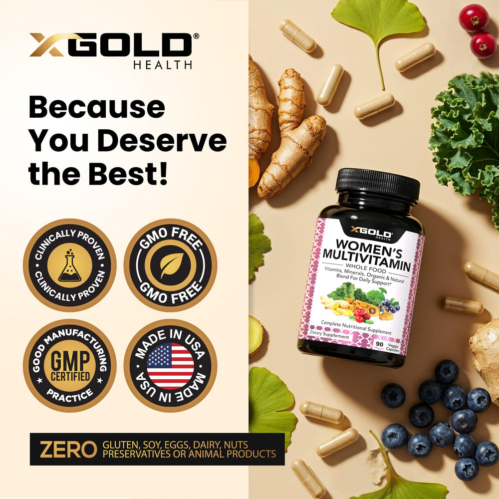 X Gold Health multivitamínico junto a desayuno para uso diario
