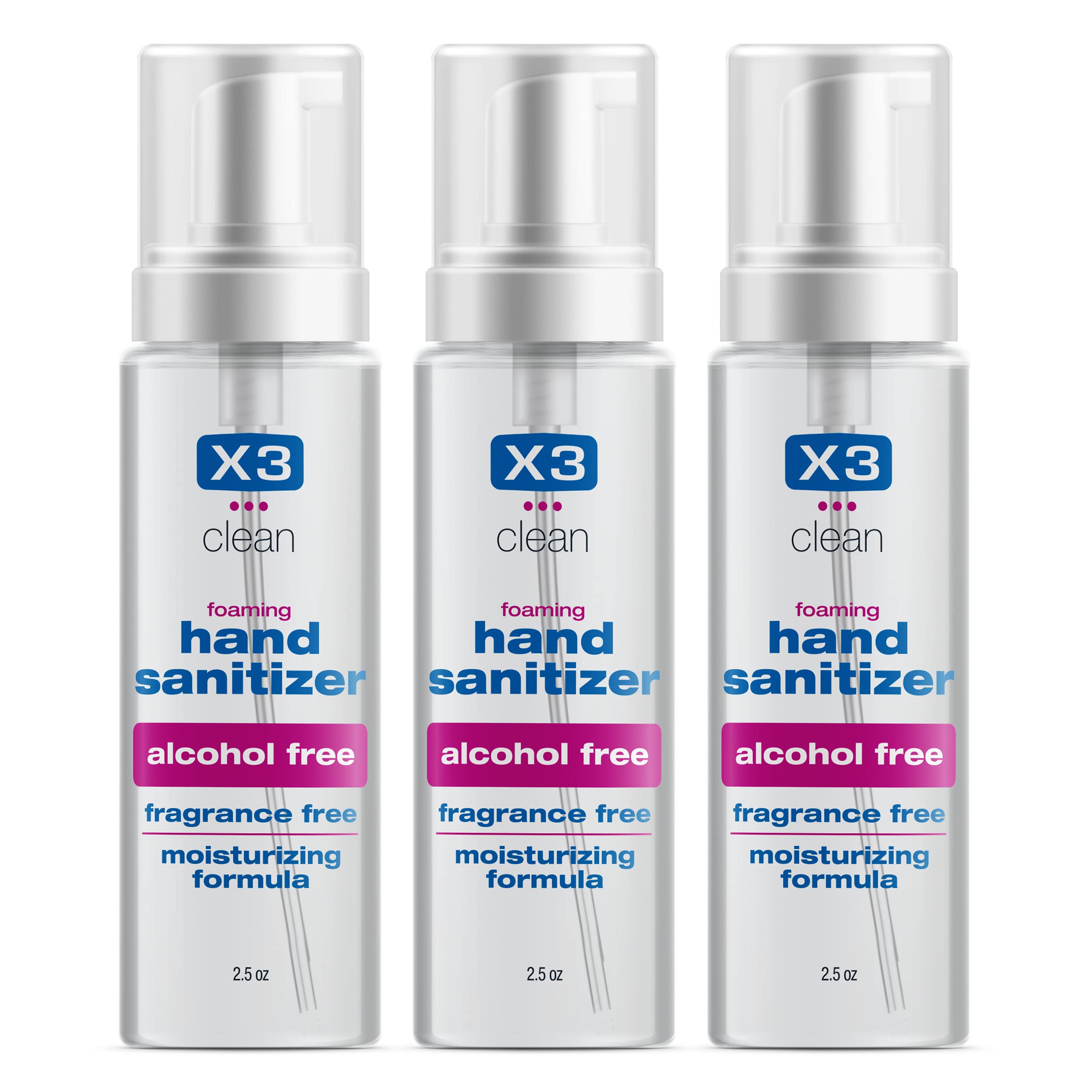 X3 Clean botella frontal espumoso mostrando diseño y tamaño práctico