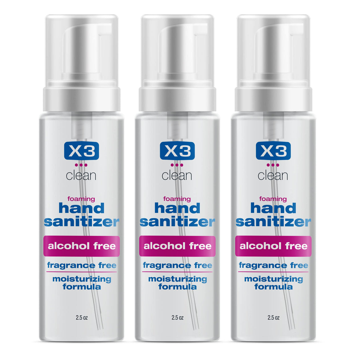 X3 Clean botella frontal espumoso mostrando diseño y tamaño práctico