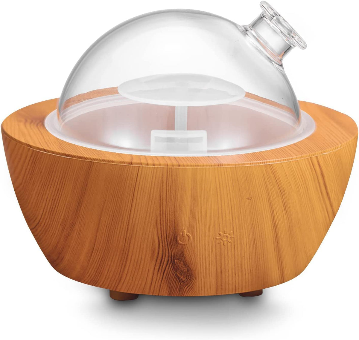 XANAPHIA difusor frontal de cristal y base madera mostrando diseño elegante y funcionalidad