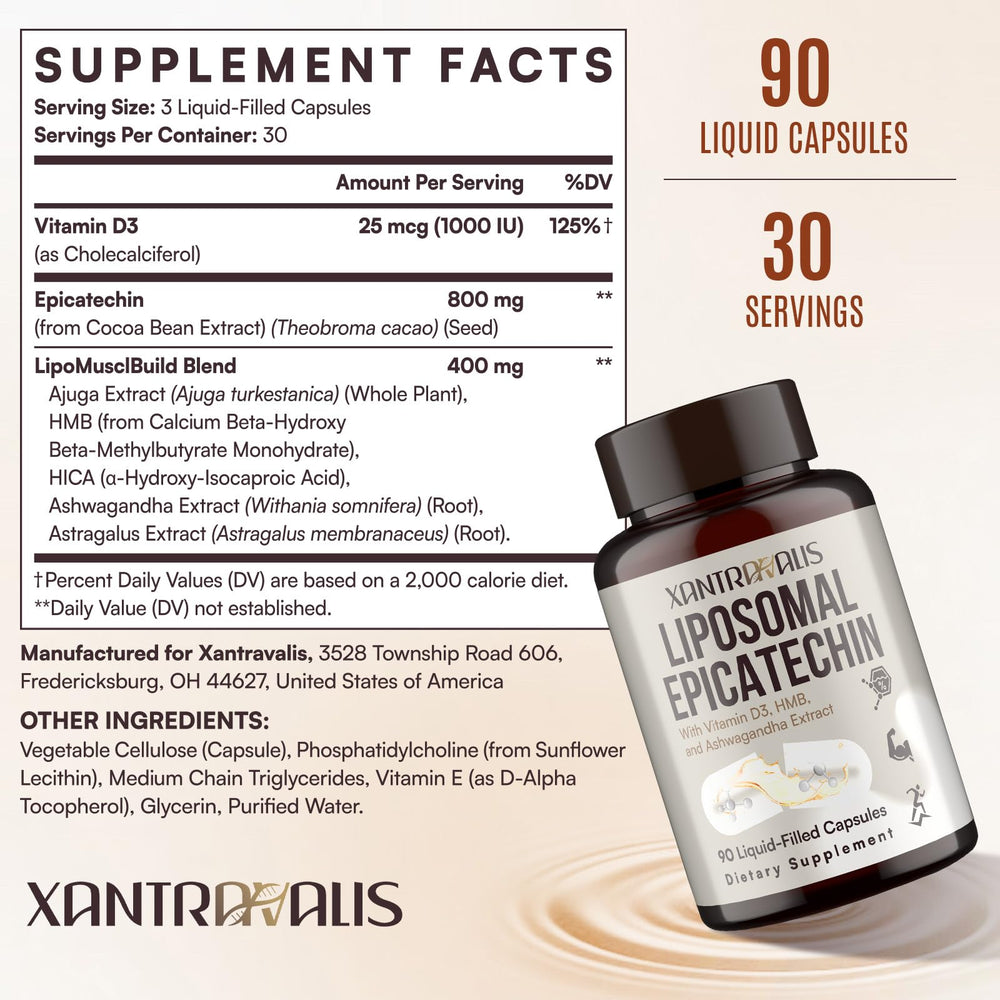 Xantravalis etiqueta con lista de ingredientes clave y dosificación