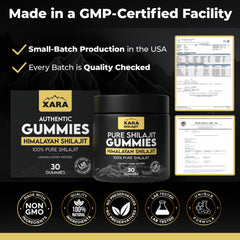 Xara Shilajit certificado de laboratorio destacando control de pureza