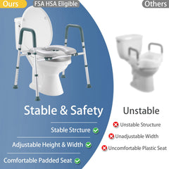 Xentrawave asiento elevado instalado en baño demostrando uso seguro