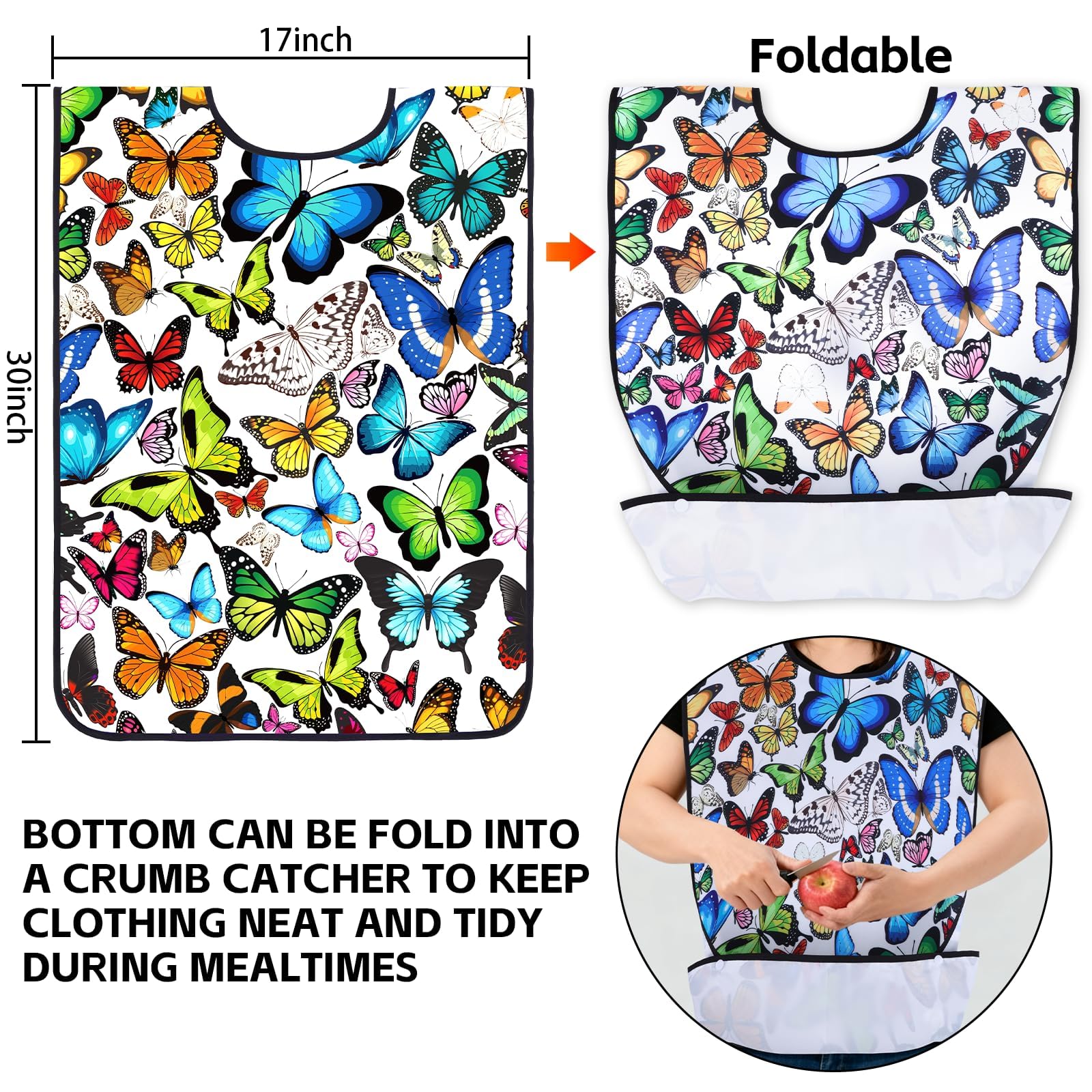 XKDOUS babero vista trasera mostrando forro impermeable y confort
