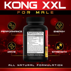 XL Science Kong XXL frasco sostenido en mano para comparar escala y dosis