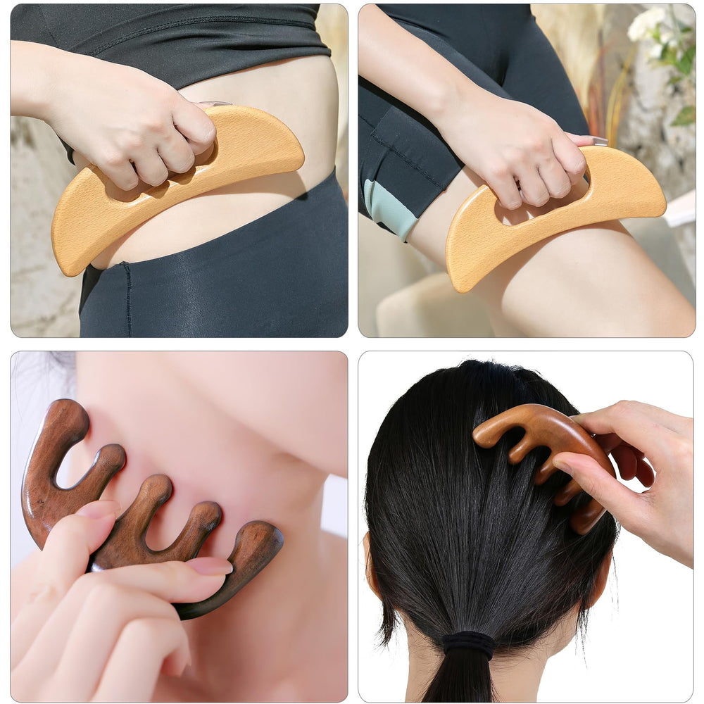 Xokocli gua sha y tabla de contorno detalle de madera lisa para deslizamiento