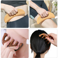 Xokocli gua sha y tabla de contorno detalle de madera lisa para deslizamiento
