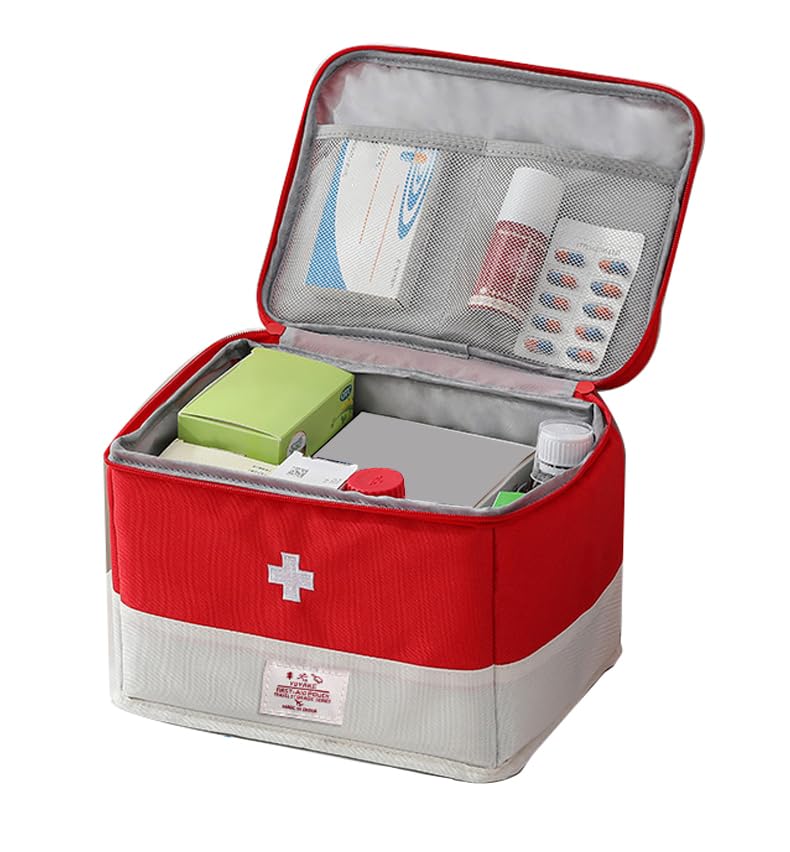 XPAPOV frontal del bolso médico rojo, fácil de localizar en emergencias