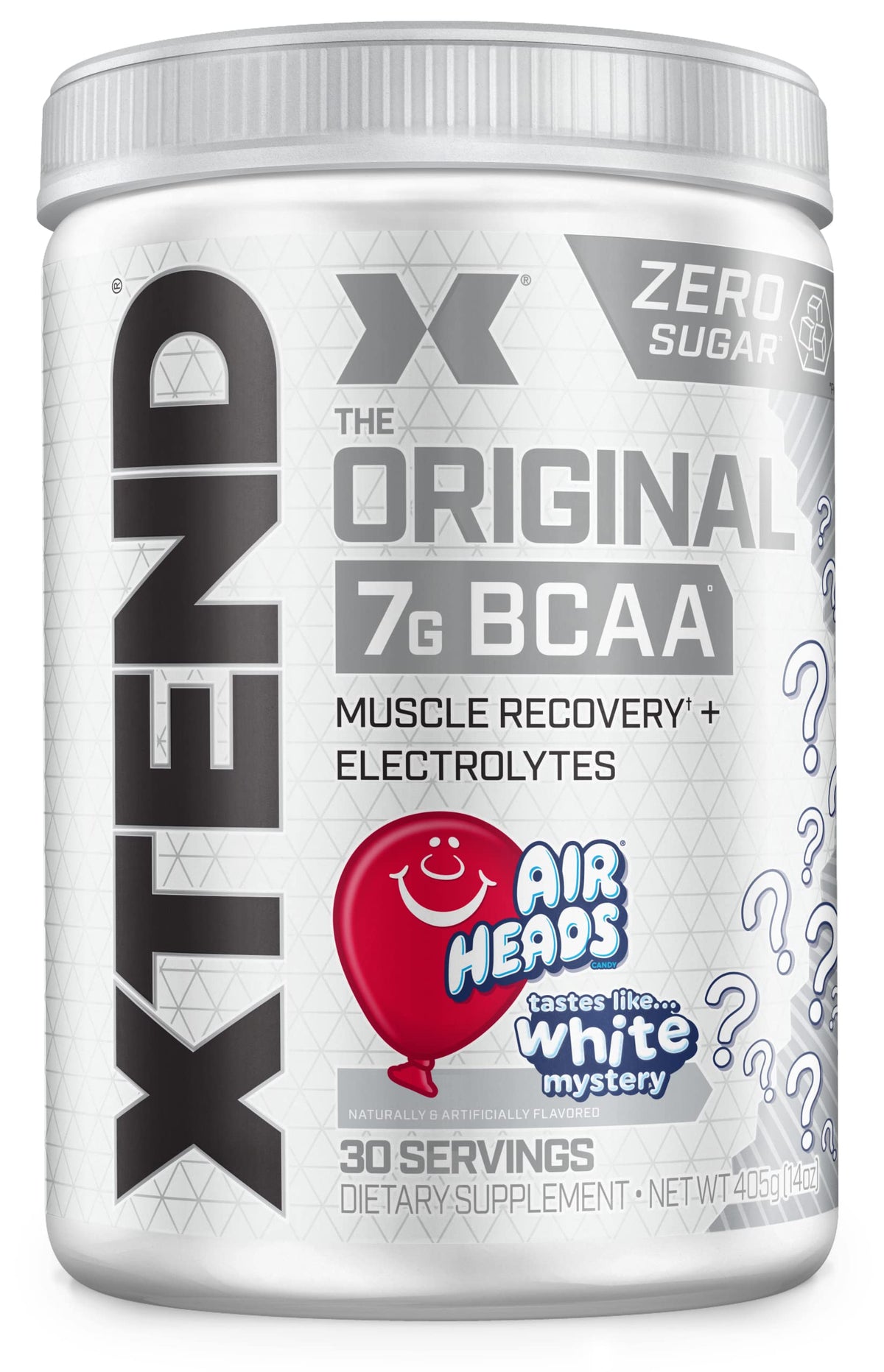 Xtend envase frontal Airheads Candy mostrando diseño y beneficios