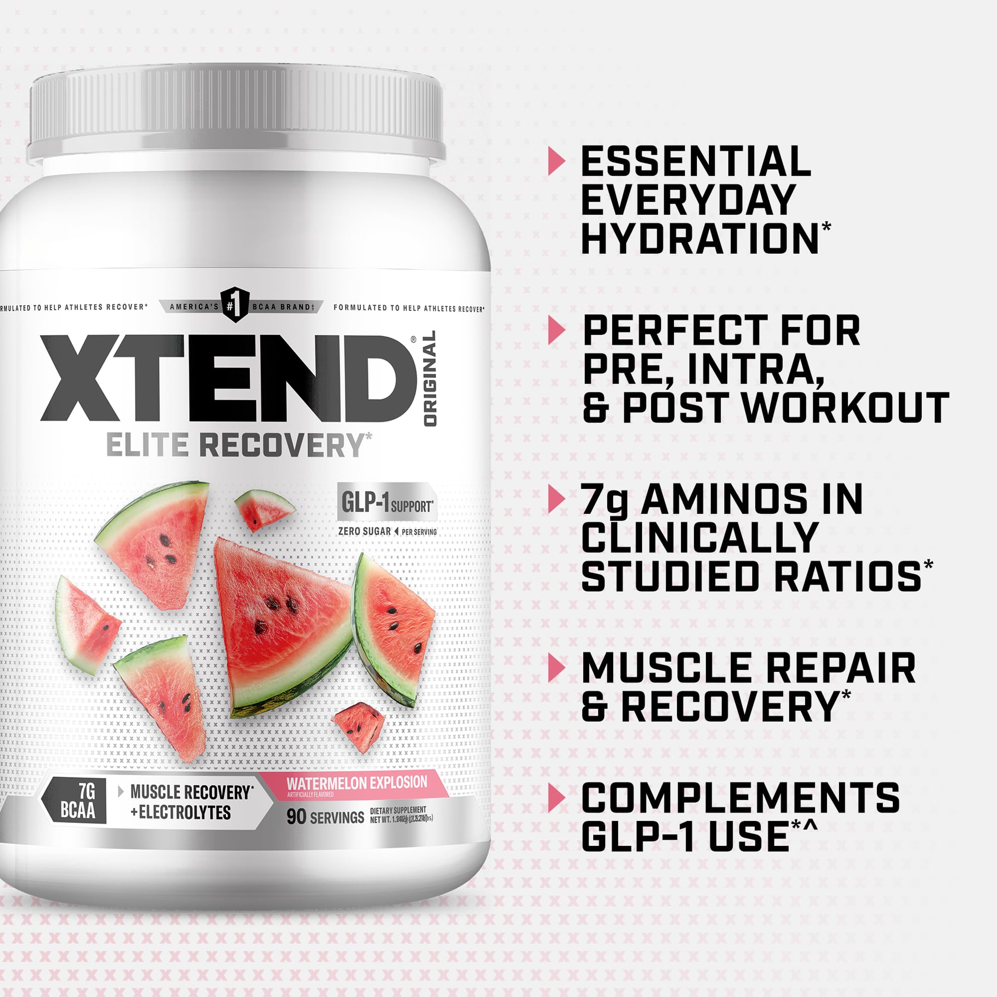 Xtend envase comparado con mano para mostrar volumen práctico