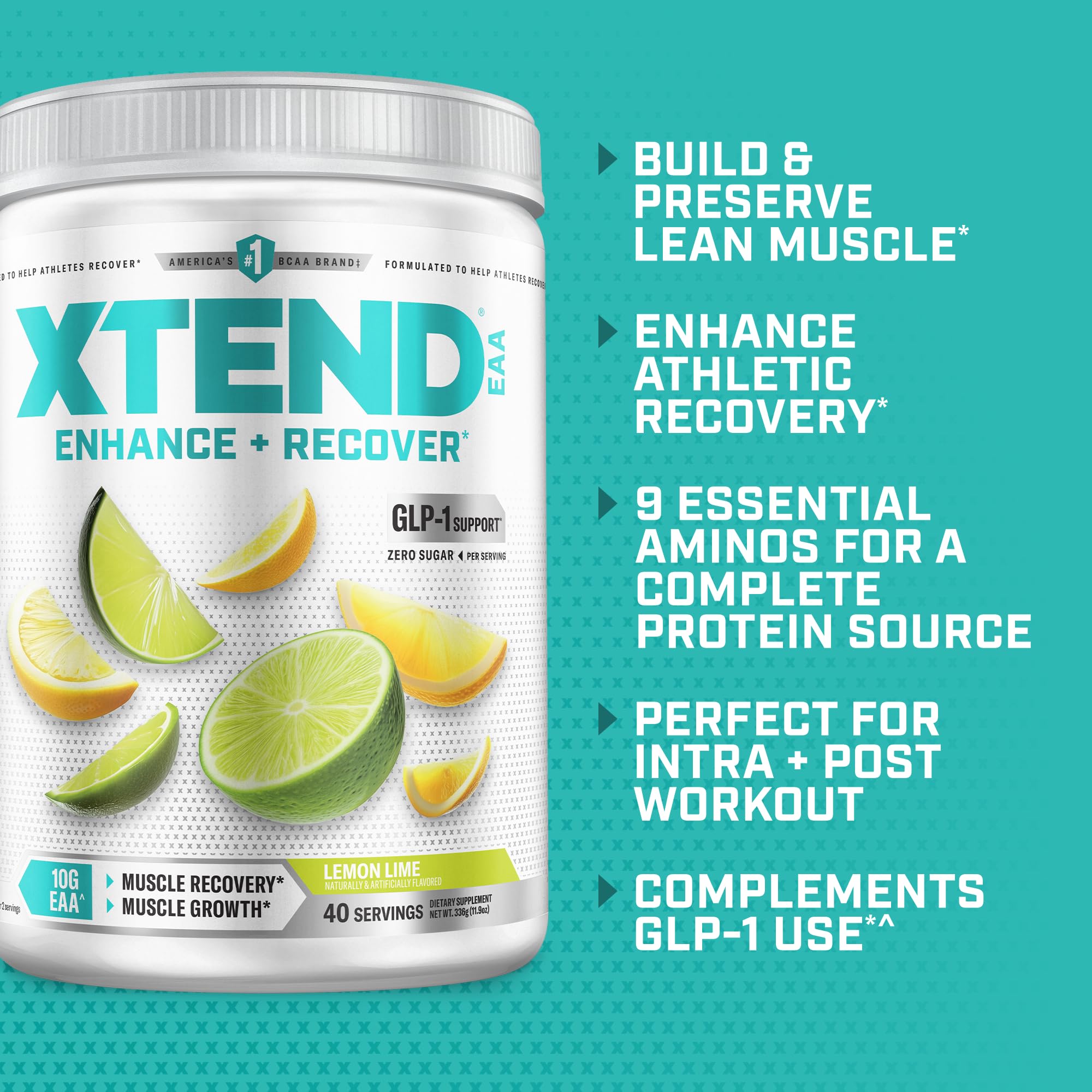 Xtend junto a pesa para mostrar tamaño del envase y cantidad de servicios