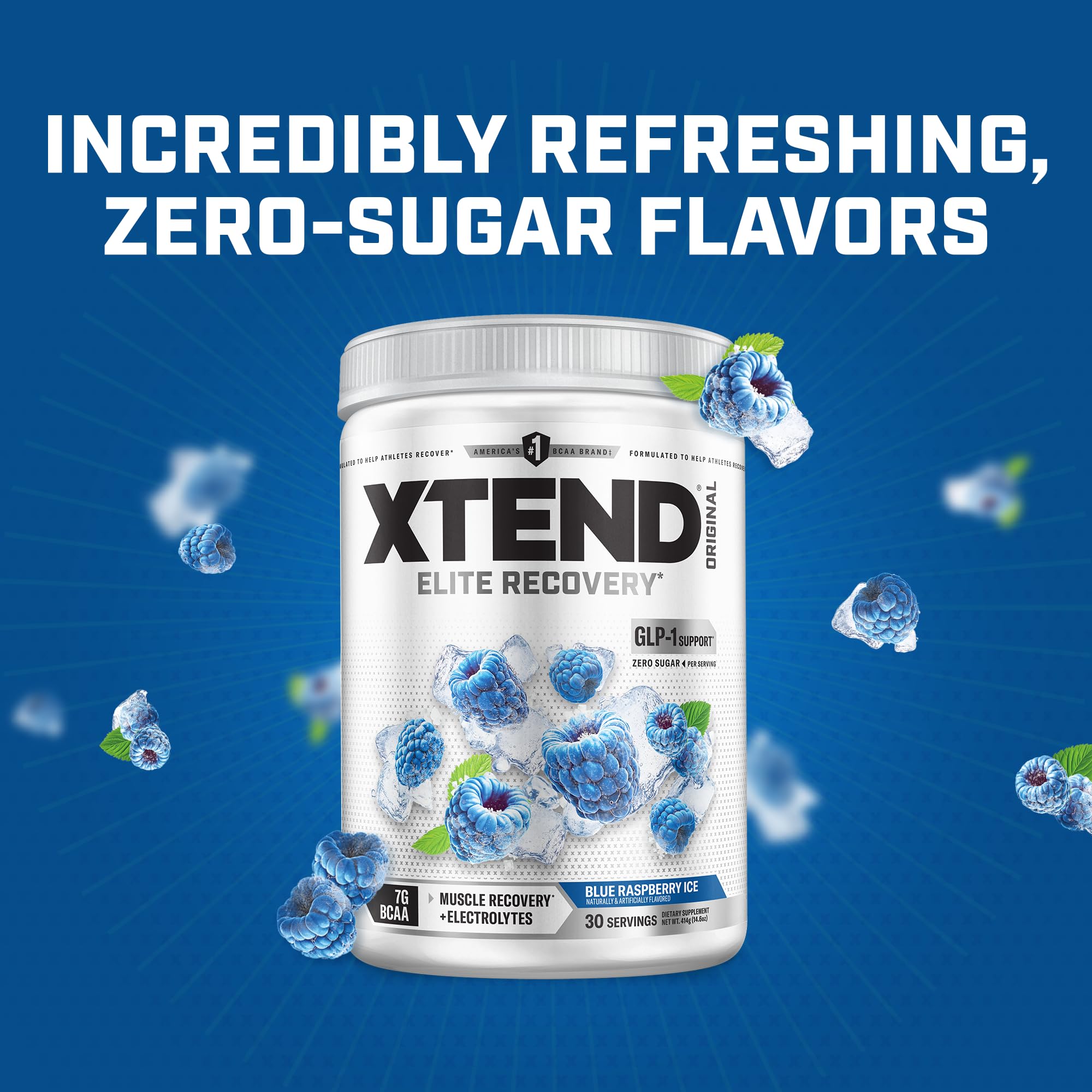 Etiqueta nutricional de Xtend mostrando 7 g BCAA y electrolitos