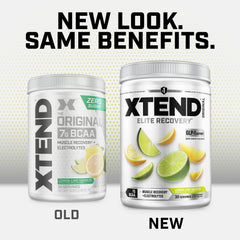 Xtend vaso con polvo mezclado, hidratación y energía durante entrenamiento