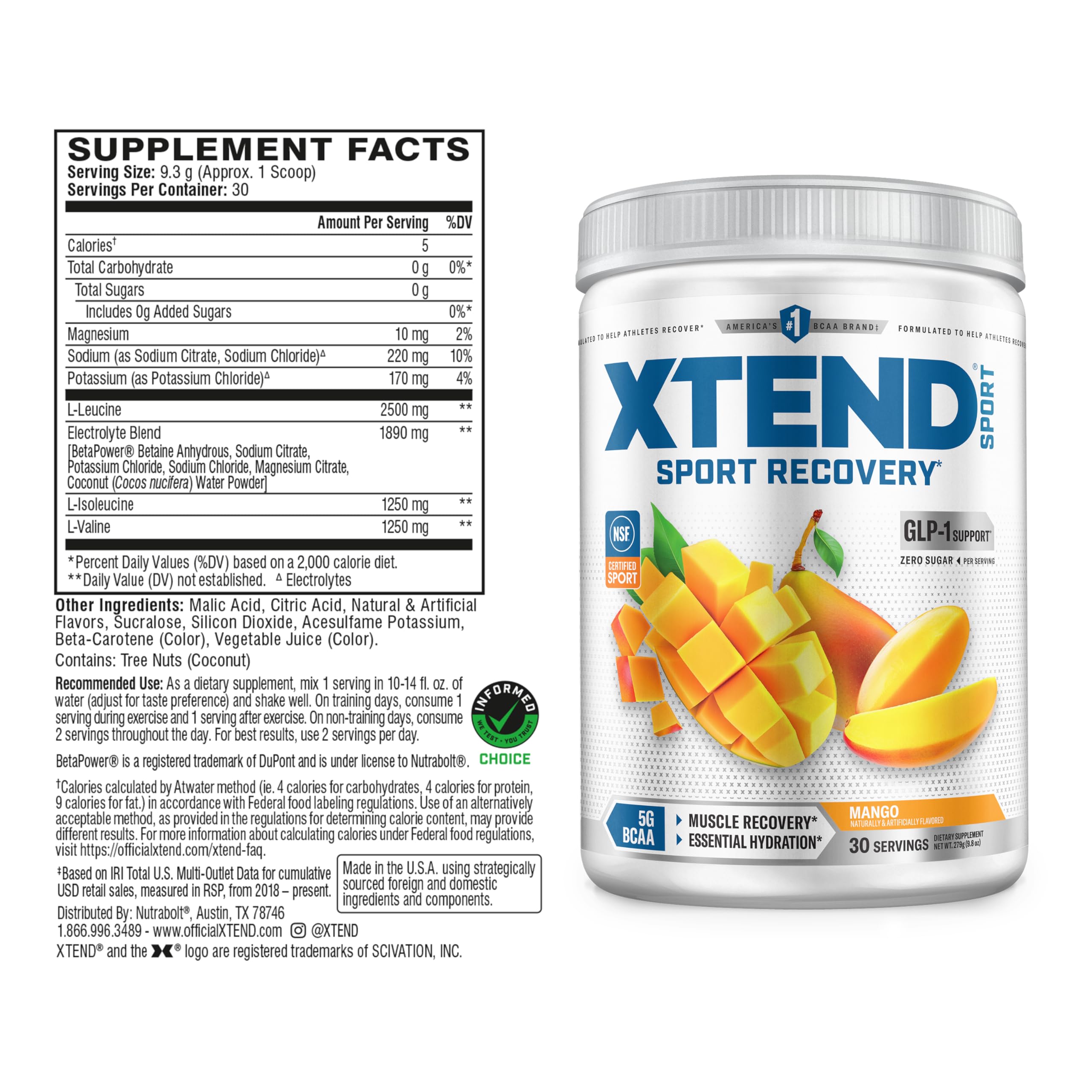 Xtend polvo en cuchara textura fina para mezcla rápida y eficiente