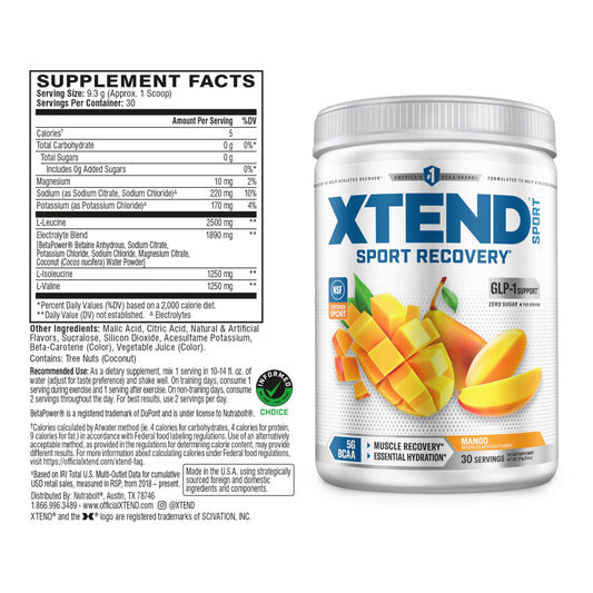Xtend polvo en cuchara textura fina para mezcla rápida y eficiente