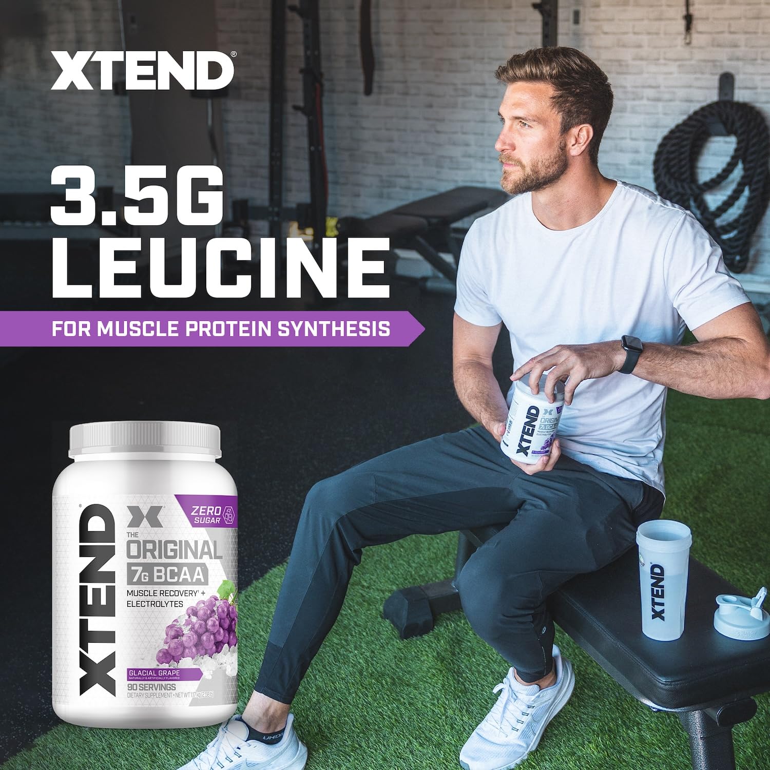 Xtend envase junto a objetos cotidianos para comparar tamaño y 90 servicios