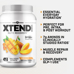Xtend envase sostenido en mano para mostrar tamaño y porciones