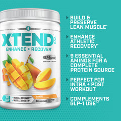Xtend envase junto a una regla para comparar tamaño y porciones