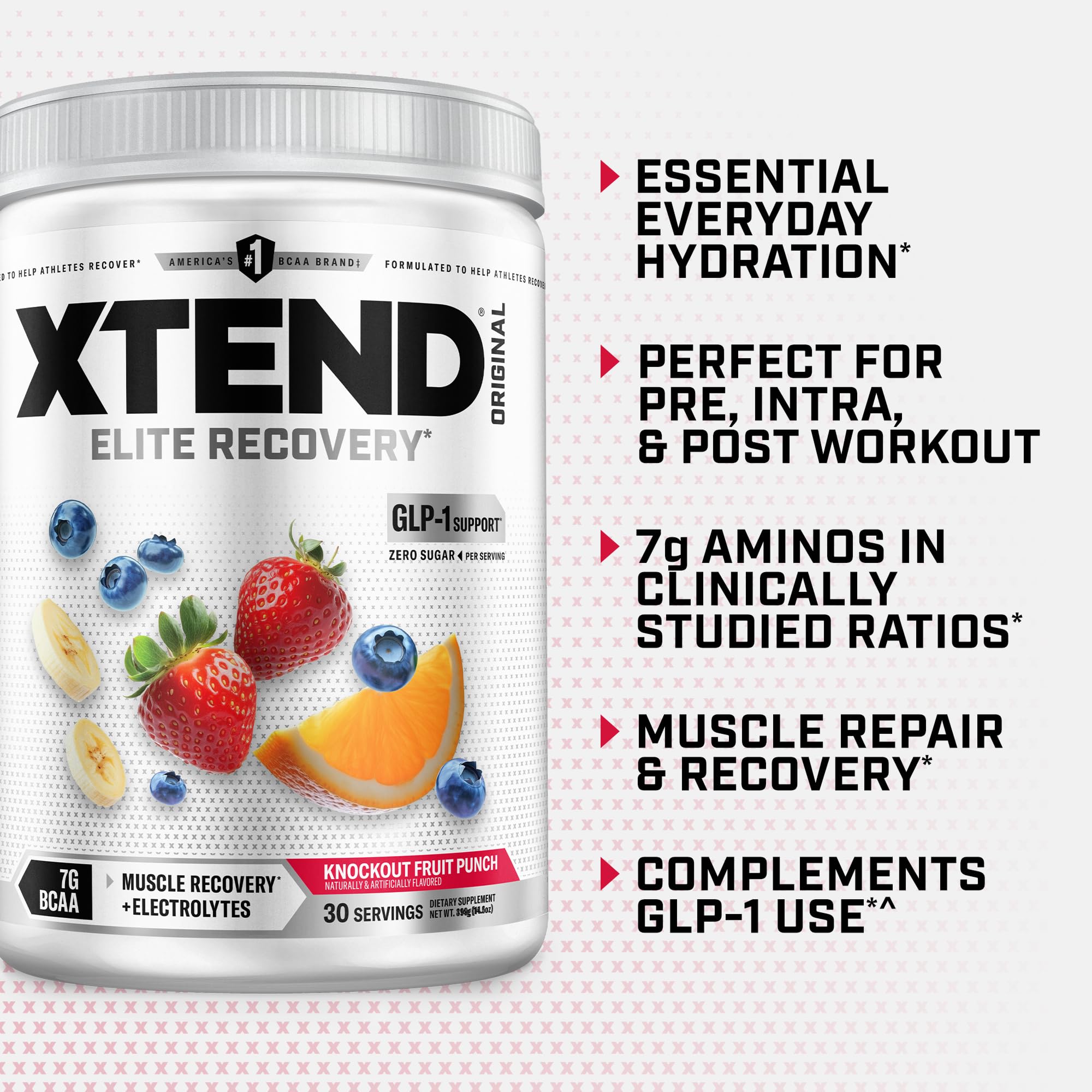 Xtend envase junto a regla para comparar tamaño y 30 servicios