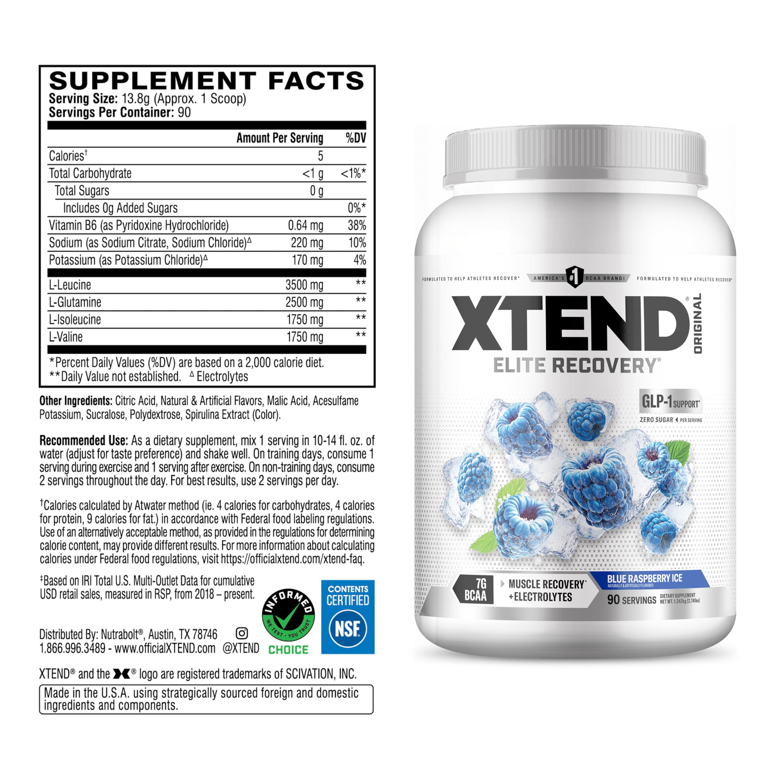Detalle de textura del polvo Xtend para mezcla rápida y disolución fácil