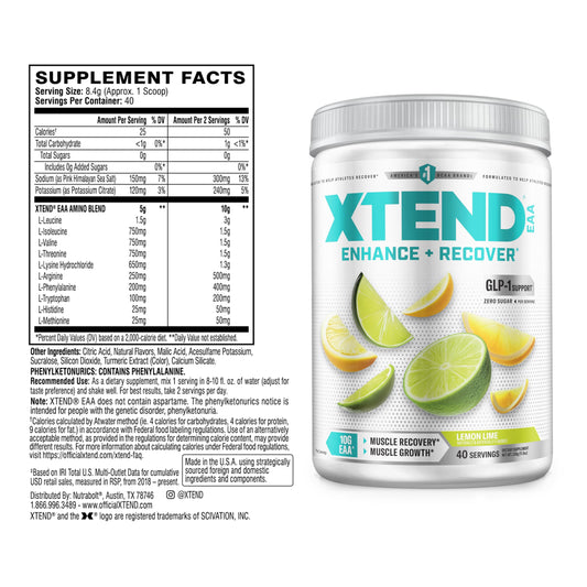 Xtend polvo detalle de textura fácil de disolver y sabor refrescante