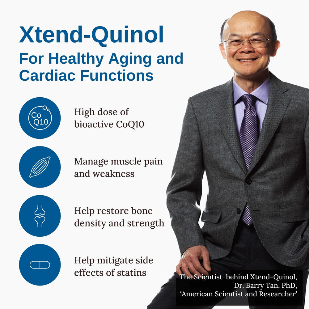 Xtendlife Xtend-Quinol ingredient panel emphasizing ubiquinol and GG.