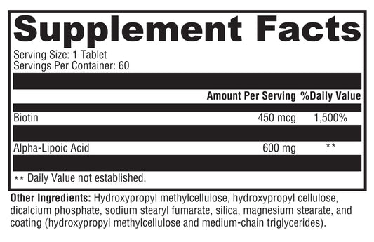 Frasco de 60 tabletas XYMOGEN ALAmax CR para uso diario