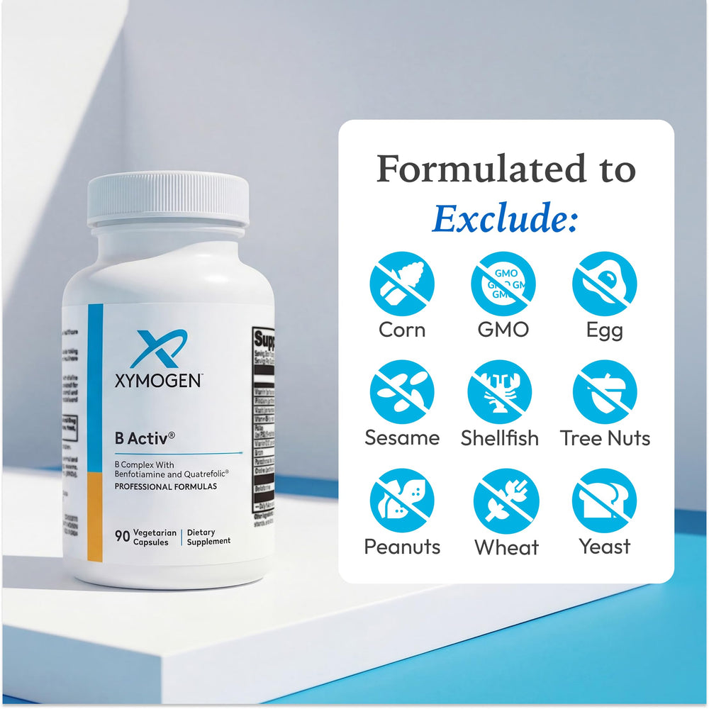 Detalle de la lista de ingredientes de XYMOGEN B Activ indicando transparencia