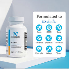Detalle de la lista de ingredientes de XYMOGEN B Activ indicando transparencia