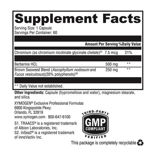 XYMOGEN Berberina InSea2: frasco con etiqueta que destaca el producto.