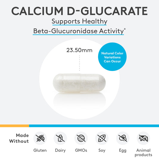 Frasco de XYMOGEN Calcium D-Glucarate de 90 cápsulas para uso diario.