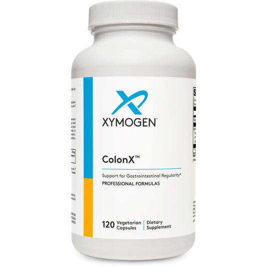 XYMOGEN ColonX, botella de cápsulas para apoyo digestivo diario.