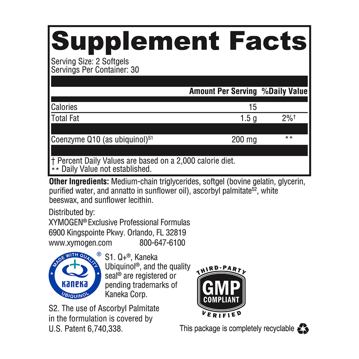 Capsulas suaves de CoQmax destacan la forma ubiquinol para mayor biodisponibilidad.