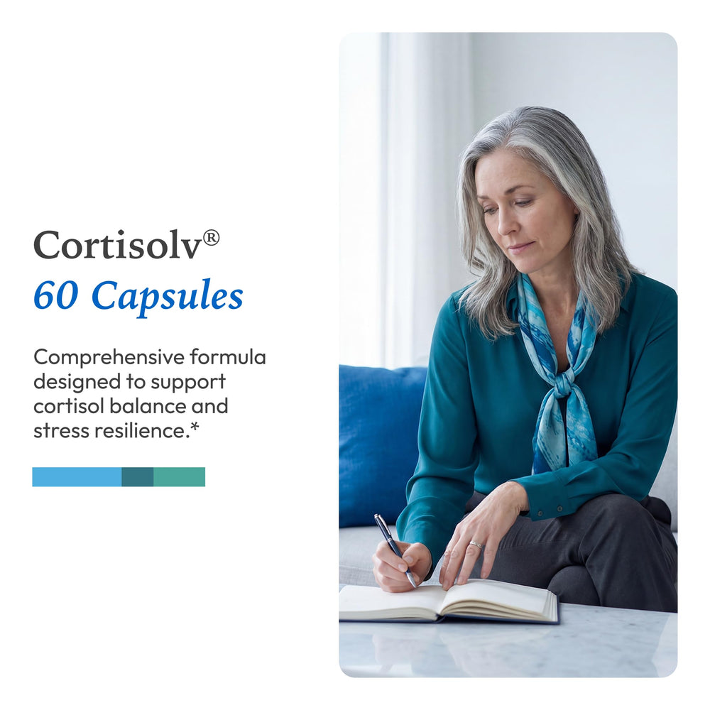 XYMOGEN etiqueta del producto CortisolV con información de dosificación
