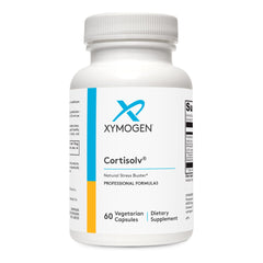 XYMOGEN frasco CortisolV frente mostrando diseño y beneficios