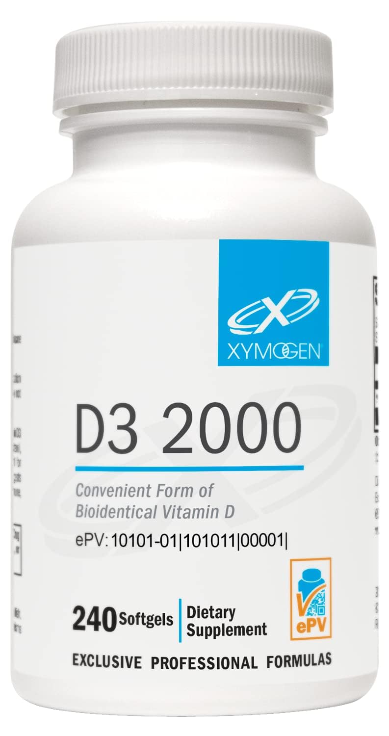 Botella de XYMOGEN D3 2000 para ingesta diaria cómoda.