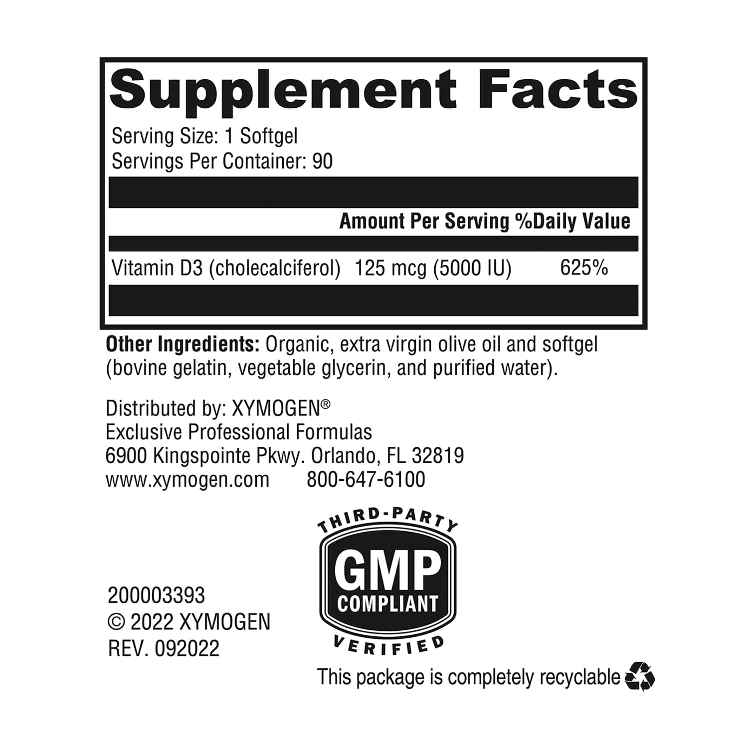 XYMOGEN D3 5000: cápsulas blandas para consumo diario y comodidad