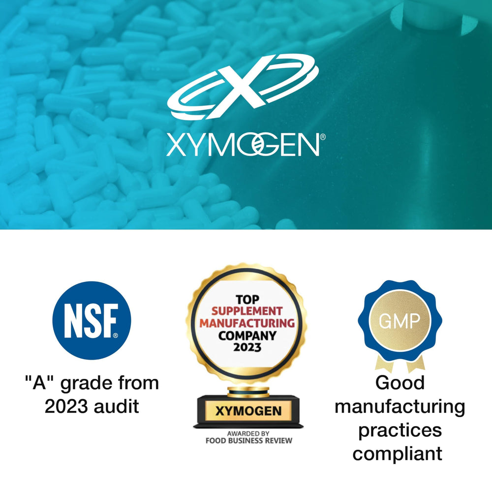 XYMOGEN vista lateral del envase con diseño profesional y limpio