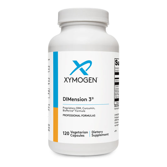 XYMOGEN envase frontal mostrando DIM y beneficiando equilibrio hormonal